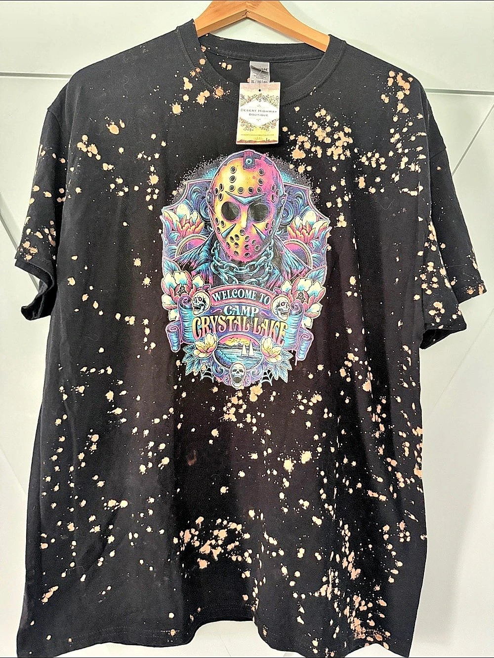 Gildan Ultra Cotton Bleached Horror Graphic T-Shirt XL